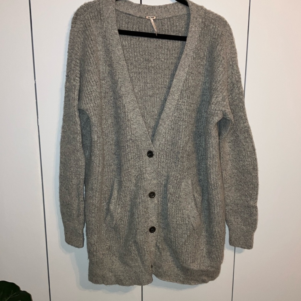 Free People Gray Cardigan Sweater